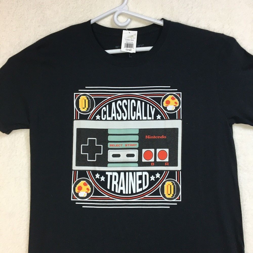 Official Nintendo Mens Sz L T Shirt Controller Classically Trained Black‎ New